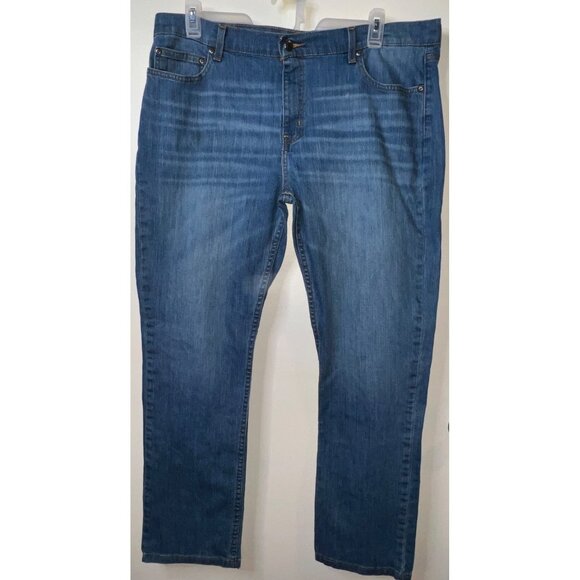 George Other - George Mens Straight Leg Jeans 38x32 Blue Cotton Blend Denim